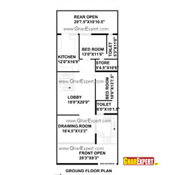 House Plan for 30 Feet by 75 Feet plot (Plot Size 250 Square Yards)
