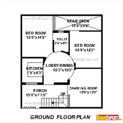 House Plan for 28 Feet by 32 Feet plot (Plot Size 100 Square Yards)