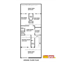 House Plan for 27 Feet by 70 Feet plot (Plot Size 210 Square Yards)