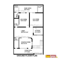 House Plan for 33 Feet by 55 Feet plot (Plot Size 202 Square Yards)