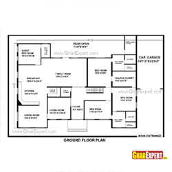 House Plan for 100 Feet by 65 Feet plot (Plot Size 722 Square Yards)