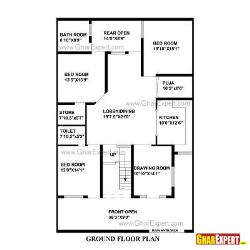 House Plan for 39 Feet by 61 Feet plot (Plot Size 264 Square Yards)
