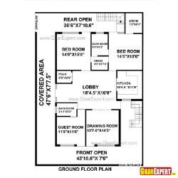 House Plan for 40 Feet by 65 Feet plot (Plot Size 299 Square Yards)
