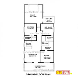 House Plan for 33 Feet by 73 Feet plot (Plot Size 268 Square Yards)