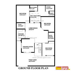 House Plan for 42 Feet by 66 Feet plot (Plot Size 308 Square Yards)