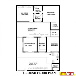 House Plan for 43 Feet by 64 Feet plot (Plot Size 306 Square Yards)